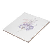 パステルピンクとラベンダーワイルドフラワーバタフライ タイル (側面)