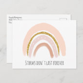 パステルピンクと偽のグリッターを使用したボヘミアンレインボー 気分が良くなるカード ポストカード (正面/裏面)