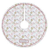 パステルピンクと樺の木メリークリスマス ブラッシュドポリエステルツリースカート (正面)