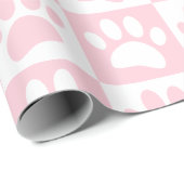 パステルピンクと白い犬の手を正方形にカスタム描く ラッピングペーパー (ロールコーナー)