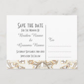 パステルピンクと白のレースのフィリーグリーの日付を保存 案内ポストカード (裏面)