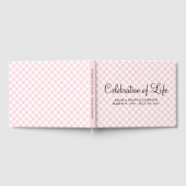 パステルピンクと白の市松模様にライフお祝い ゲストブック (全面)