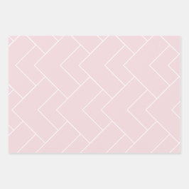 パステルピンクと白の柄入り ラッピングペーパーシート