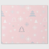 パステルピンクと白の雪片 ラッピングペーパー (フラット)