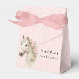 パステルピンクと白の馬のブライズシャワー フェイバーボックス