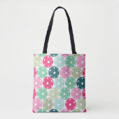 パステルピンクと緑のピクルボールトートバッグ トートバッグ (正面)