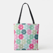 パステルピンクと緑のピクルボールトートバッグ トートバッグ (裏面)