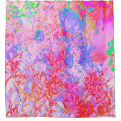 パステルピンクと赤と青あじさい風景 シャワーカーテン (正面)