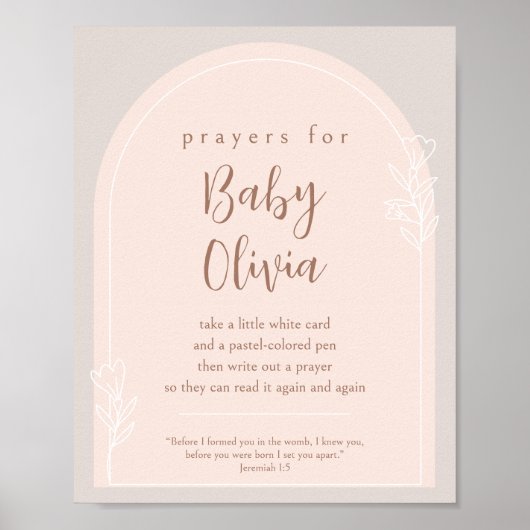 パステルピンクと銅茶色の祈りの言葉ベビーサイン ポスター (正面)