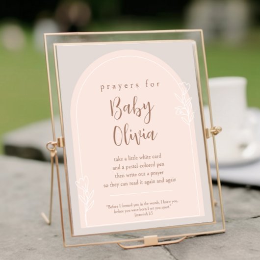 パステルピンクと銅茶色の祈りの言葉ベビーサイン ポスター