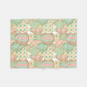 パステルピンクと青のホットエアバルーンのパターン フリースブランケット (正面(横))