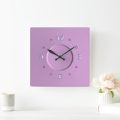 パステルピンクと青の数字> ガーリー時計 スクエア壁時計 (ホーム)