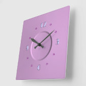パステルピンクと青の数字> ガーリー時計 スクエア壁時計 (傾斜)