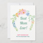 パステルピンクと青の花リース シーズンカード (正面)