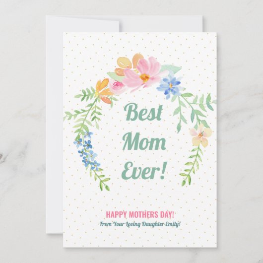 パステルピンクと青の花リース シーズンカード (正面)