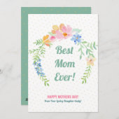 パステルピンクと青の花リース シーズンカード (正面/裏面)