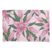 パステルピンクに咲くユリ 枕カバー (正面左)