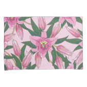 パステルピンクに咲くユリ 枕カバー (正面右)