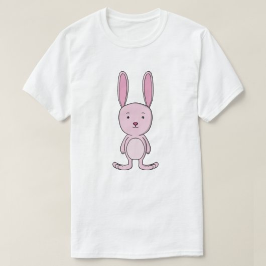 パステルピンクのうさぎキャラクター Tシャツ (デザイン正面)
