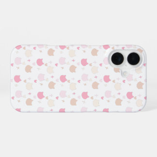 パステルピンクのかわいい猫ハート星モチーフのスマホケース iPhone 16ケース