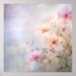 パステルピンクのぼんやりとした春の花の花束 By Ava ポスター