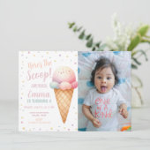 パステルピンクのアイスクリームの写真 招待状 (スタンド正面)