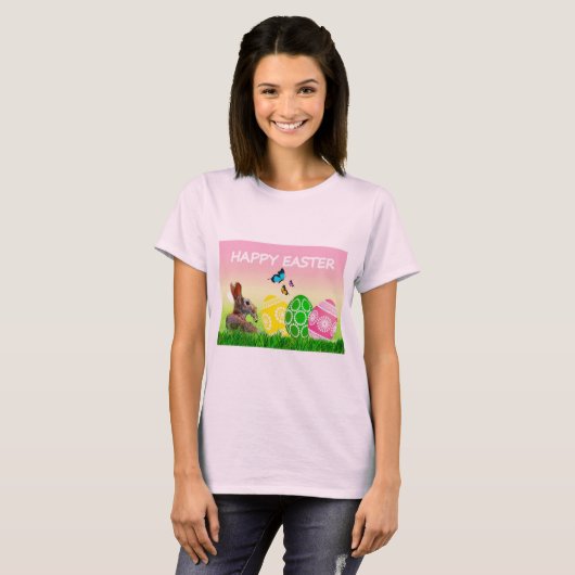 パステルピンクのイースターTシャツ Tシャツ (正面フル)