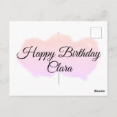 パステルピンクのオレンジ雲とモダンなハッピーバースデー ポストカード (裏面)
