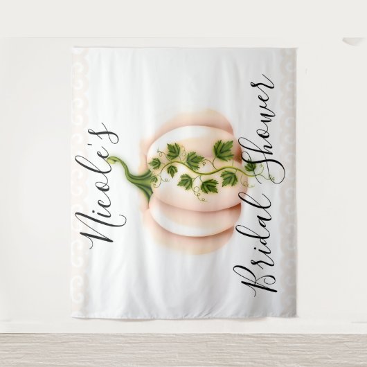 パステルピンクのカボチャが優雅に物語る、秋のウェディング タペストリー (正面)