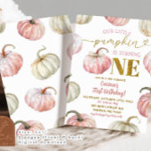パステルピンクのカボチャが1歳の誕生日を迎える 招待状