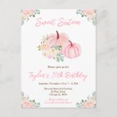 パステルピンクのカボチャの花のスイート16 ポストカード (正面)