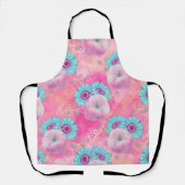 パステルピンクのカボチャ&アクアマムスフラワーズ エプロン (正面)