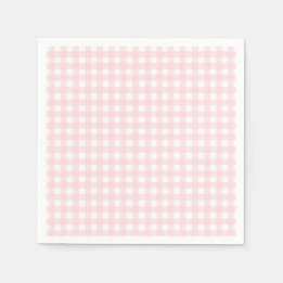 パステルピンクのギンガムチェックの女の子の1歳の誕生日 スタンダードカクテルナプキン