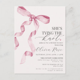 パステルピンクのクチュール ボウ ブライダルシャワーの招待状 ポストカード