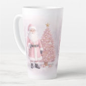 パステルピンクのクリスマスサンタ カフェラテマグ (左アングル)