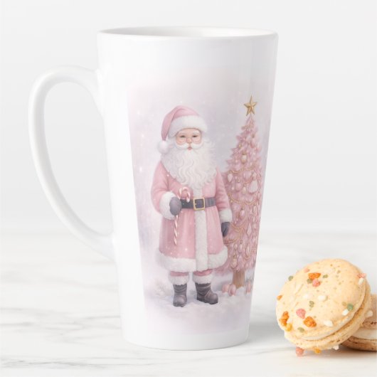 パステルピンクのクリスマスサンタ カフェラテマグ (インサイチュ)