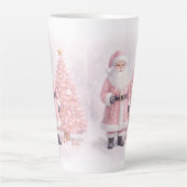 パステルピンクのクリスマスサンタ カフェラテマグ (正面)