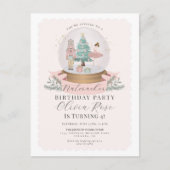 パステルピンクのクリスマスナツクラッカー誕生日パーティー ポストカード (正面)