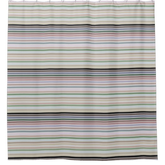 パステルピンクのグレーストライプ シャワーカーテン (正面)