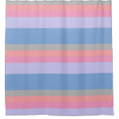 パステルピンクのコーラルグレーブルーパープルカラーブロック シャワーカーテン (正面)