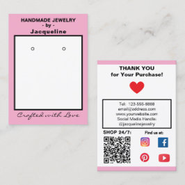 パステルピンクのジュエリー イヤリング ソーシャル QRコード 名刺