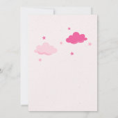 パステルピンクのソフトベビーベビーカーのベビーシャワー 招待状 (裏面)