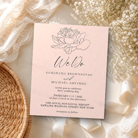 パステルピンクのタンポポ botanical おふたりの結婚式 チラシ