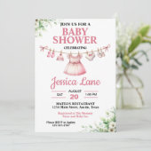 パステルピンクのチュチュの女の子 ベビーシャワー 招待状 (スタンド正面)