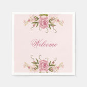 パステルピンクのツイン誕生日お礼 スタンダードカクテルナプキン (正面)