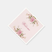 パステルピンクのツイン誕生日お礼 スタンダードカクテルナプキン (角)