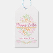 パステルピンクのハッピーイースター カスタムイースターギフトタグ ギフトタグ (正面)