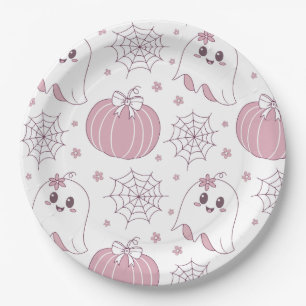 パステルピンクのハロウィンシームレスパターン(3) ペーパープレート