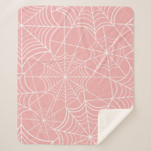 パステルピンクのハロウィンスパイダーウェブ シェルパブランケット