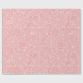パステルピンクのハロウィンスパイダーウェブ ラッピングペーパー (フラット)